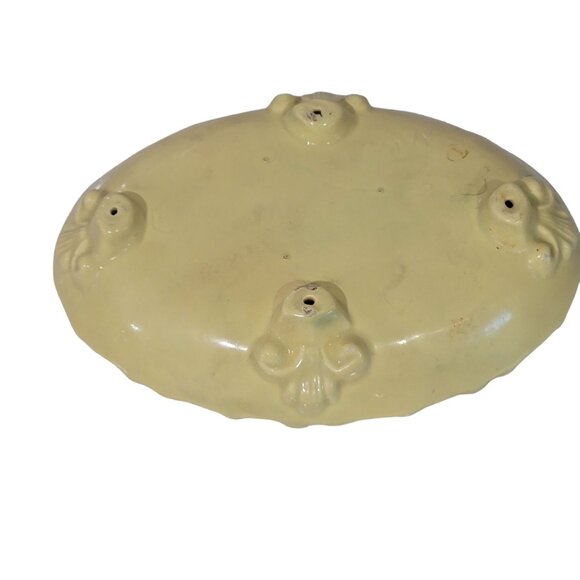 yellow Ornate Oval Footed Regency Glam Ceramic Soap Dish Trinket Tray - Picture 4 of 11